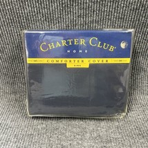 VTG 1999 Comforter Cover Duvet King Size Blue Charter Club Home Cotton Sateen - £47.89 GBP
