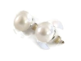 Petite Round Gold Tone Pierced Stud Earrings with Faux Pearl - £7.21 GBP