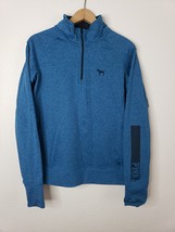 Pink Brand Blue Pullover Sweater Medium Quarter Zip Activewear Thumb Holes - $335.62 MXN