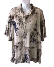 Bamboo Cay Hawaiian Palm Leaves Print Short Sleeve Men&#39;s Shirt Large L  - £19.27 GBP