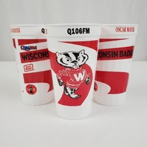 (3) Wisconsin Badgers Souvenir Plastic Cups 16oz Bucky UW Oscar Mayer Co... - £7.85 GBP