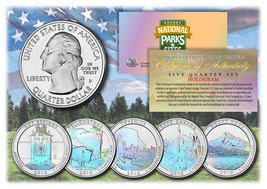 2010 America The Beautiful HOLOGRAM Quarters U.S. Parks 5-Coin Set w/Capsules - £12.66 GBP