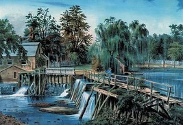 Mill-Dam by Nathaniel Currier - Art Print - £17.29 GBP+