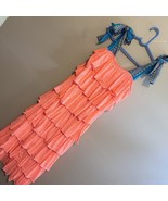 Pitusa Tiered Dress Bow Straps Vacation Beach Petite Medium Pink Orange ... - $75.31 CAD