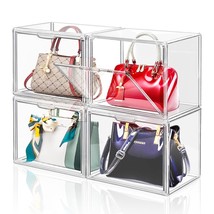 4 Packs Clear Plastic Handbag Storage Organizer For Closet, Acrylic Display Case - £68.80 GBP