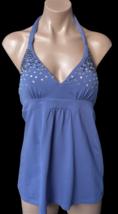 VS Victorias Secret Purple Bra Tank Top Embellished V-Neck Halter Strap Jr M Med - £15.77 GBP