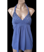 VS Victorias Secret Purple Bra Tank Top Embellished V-Neck Halter Strap ... - £14.87 GBP