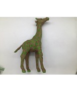 Handmade Burlap Giraffe Folk Art Sculpture Green Spots Primitive Rustic ... - $602.96 MXN