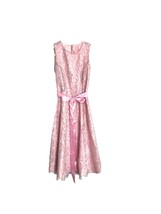 Homemade Womens Dress Size Small Pink Gray Lace Overlay W Slip Satin Sash - £22.51 GBP