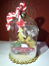 Thirty Fourth &amp; Main Glass Dome Red Truck Christmas Tree Jingle Bells Orna VTG - £17.82 GBP