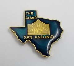 VTG The Alamo San Antonio Texas State Map Gold Tone Enamel Lapel Pin Sou... - $9.99