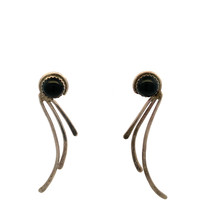 925 Sterling Silver Black Onyx Gemstone Stud Dangle Drop Earrings - $34.65