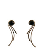 925 Sterling Silver Black Onyx Gemstone Stud Dangle Drop Earrings - $658.58 MXN