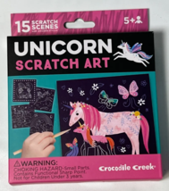 Crocodile Creek Unicorn Scratch Art 15 Piece Set &amp; Wooden Stylus - £6.75 GBP