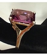 Vintage 18K HGE ring with huge purple rhinestone.  Size 5 signed Arthur ... - £20.83 GBP