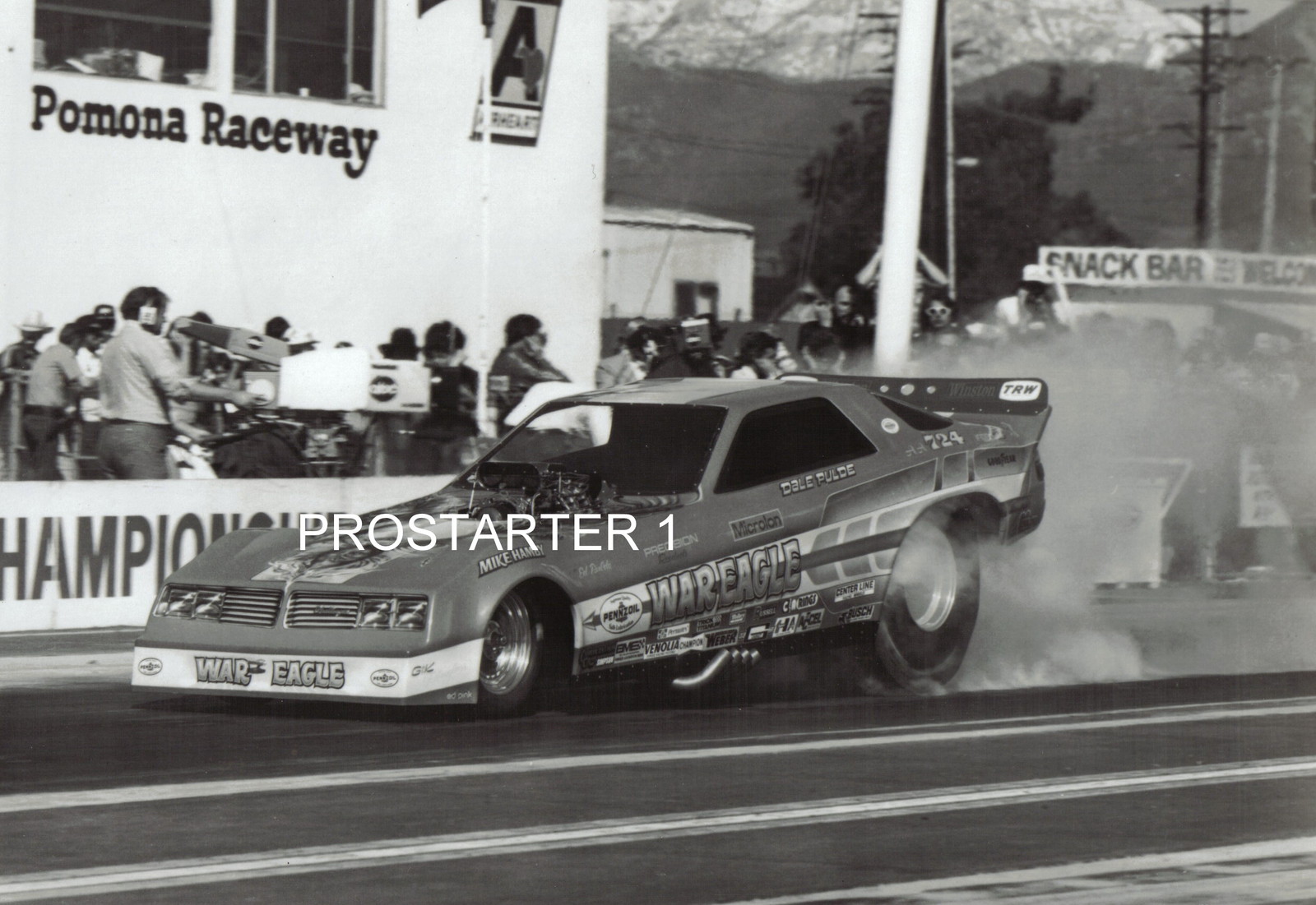 PULDE & HAMBY 1981 WAR EAGLE Challenger Funny Car 4x6 B&W Drag Racing Photo - $2.50