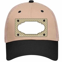 Gold White Quatrefoil Center Scallop Novelty Khaki Mesh License Plate Hat - £23.16 GBP