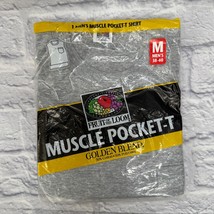 Vintage Fruit of the Loom Deadstock Muscle Pocket T Gray Size M New 90s - £29.06 GBP