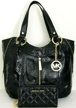 Michael Kors Moxley Black Snakeskin Leather Shoulder Tote BAG+/OR Walletnwt - £66.07 GBP+
