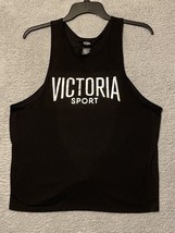 Victorias Secret Victoria Sport Tank Top Black Silver Glitter Twist Back Small - £9.38 GBP