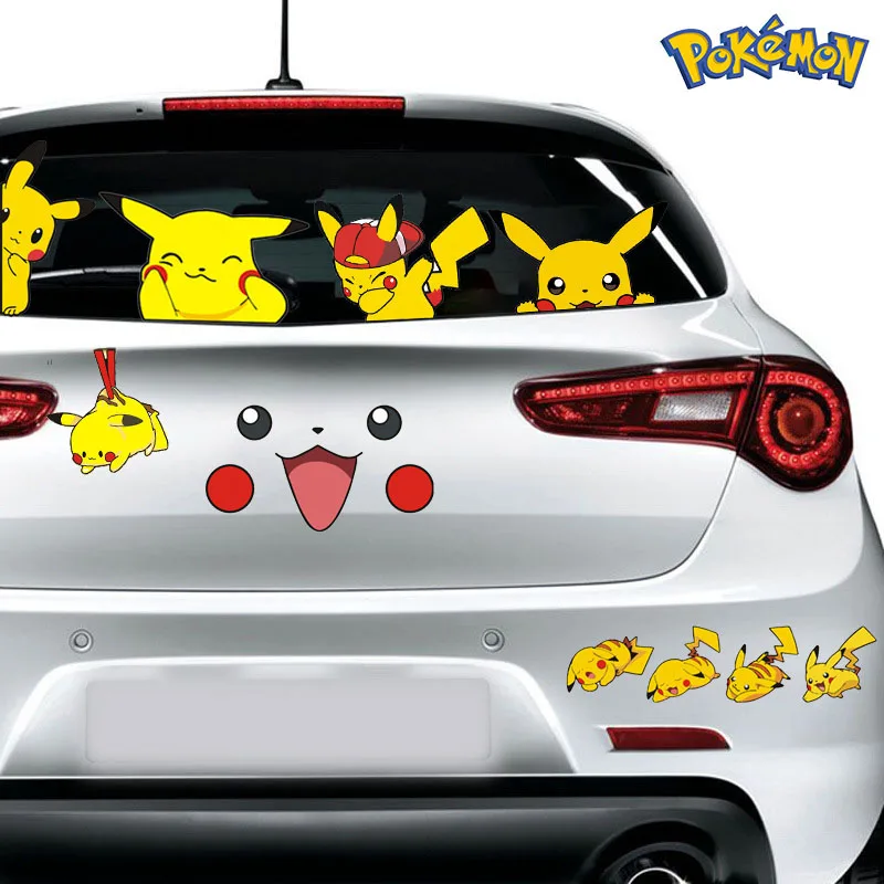 Anime Pokemon Go Car Stickers Kawaii Figure Pikachu Auto Window Driving Mirror - £7.88 GBP+