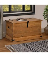 vidaXL Storage Chest Honey brown Solid pine wood with metal Medium - $379.45 CAD