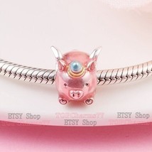 2023 Spring Release 925 Sterling Silver Flying Unicorn Pig Charm With Enamel Fit - £13.39 GBP