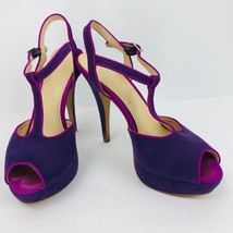 Elle Elharissa Purple 7.5 M Platform Stiletto Heel T Strap Sandal Shoe - $29.99