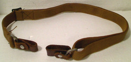 Old US Army OD Green Canvas Web Generic Rifle Strap Leather Loops Aluminum Bales - $6.00