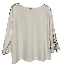 Chicos Womens Blouse Cream Size Large 12 Petite 3/4 Bell Sleeve Pullover Top - £16.51 GBP