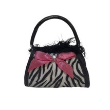 Tabletop Purse Paperweight Mini Black White Striped Pink Bow Decor 3.25”... - £9.93 GBP