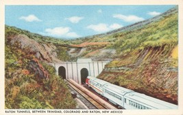 Fred Harvey Santa Fe Railroad Postcard Raton Tunnels Co Nm Linen Mountain Db A15 - £1.68 GBP