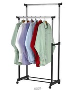 Sunbeam Double Garment Rack Black/Chrome Has Two 32&quot; Chrome Hanging Bars... - £29.70 GBP