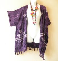 CB392 Purple Cardigan Duster Kaftan Plus Hippy Jacket Cover up Top - up ... - $24.90