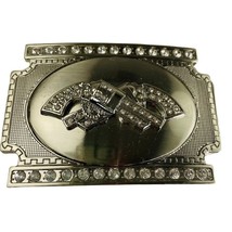 Novelty  Interchangeable Belt Buckle Double Revolver Gun Gangster Large RARE u - $40.99