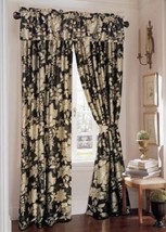 Rose Tree BRYANT PARK Pole Top Drapes Window Curtains Black Silver Modern Floral - £53.51 GBP