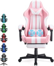 Ferghana Pink Gaming Chairs with Footrest,Computer Game Chair,Massage Gaming - £106.88 GBP