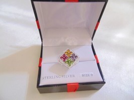 Department Store Size 9 Sterling Silver Cubic Zirconia Cluster Ring CL722 $135 - £30.38 GBP
