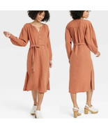 Universal Thread Women&#39;s Long Sleeve Midi Dress XX-LARGE Deep Clay Orang... - $43.79 CAD