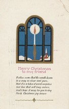 Vintage Postcard Christmas Candle in Window Art Deco 1934 - £5.44 GBP
