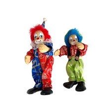 Circus Clown Dolls Vintage K Collection Porcelain and Wire 8.5&quot; - $26.18