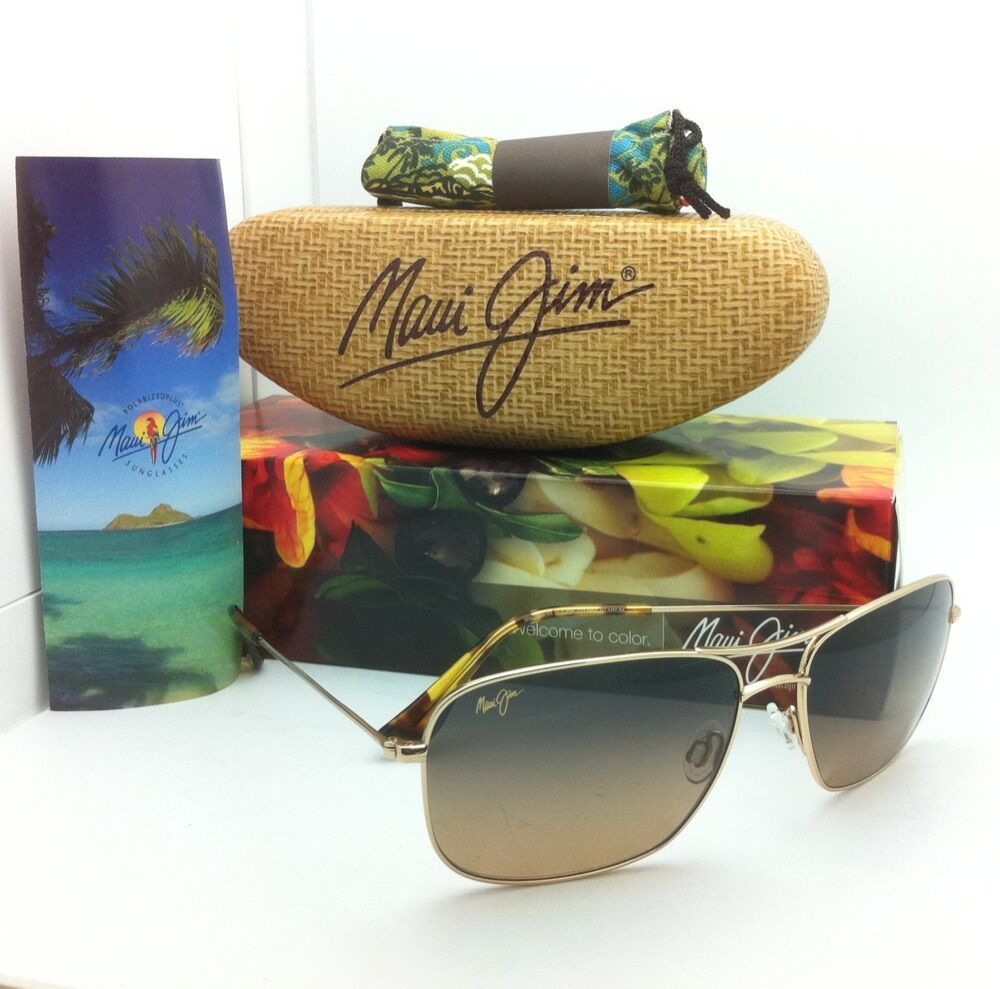 Polarisé Soleil Maui Jim Titane Wiki Wiki Mj 246-16 Cadre or Marron Lentille - $299.95