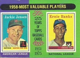 1975 Topps  1958 MVPs Jackie Jensen Ernie Banks 196 Red Sox Cubs VG - £0.76 GBP