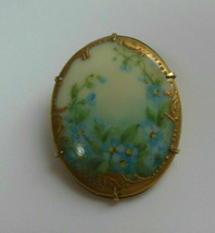 Antique/Vintage Hand Painted Porcelain Floral Brooch - £66.19 GBP