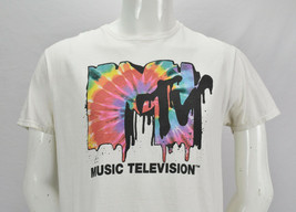 MTV Classic Music Television Logo Colorful Tie Dye White T Shirt Adult S... - £14.91 GBP