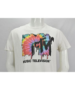 MTV Classic Music Television Logo Colorful Tie Dye White T Shirt Adult S... - $18.66