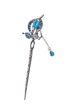 5.9" Chinese Traditional Metal Opal Lily Ladies/Girls Hair Stick, BLUE