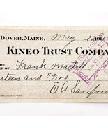 1915 Kineo Trust Company Bank Check E.A. Sampson Dover Maine Signed 7080... - $368.72 MXN 1915 Kineo Trust Company Bank Check E.A. Sampson Dover Maine Signed 7080... - $368.72 MXN