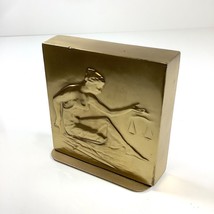 Vintage PM Craftsman Lady Justice Brass Plated Single Bookend USA Made - £12.20 GBP