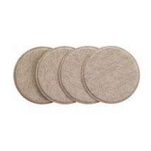 Bodrum Pronto Beige Brown Round Vinyl Coasters - Set of 4 - $23.00